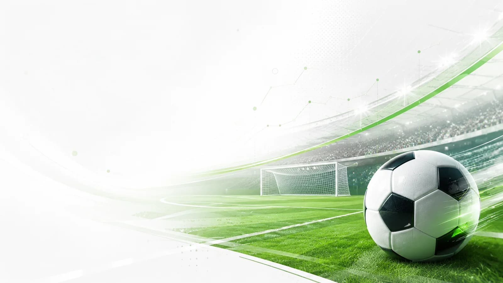 Футбольный стадион, газон, ворота и мяч на главной странице MatchPulse