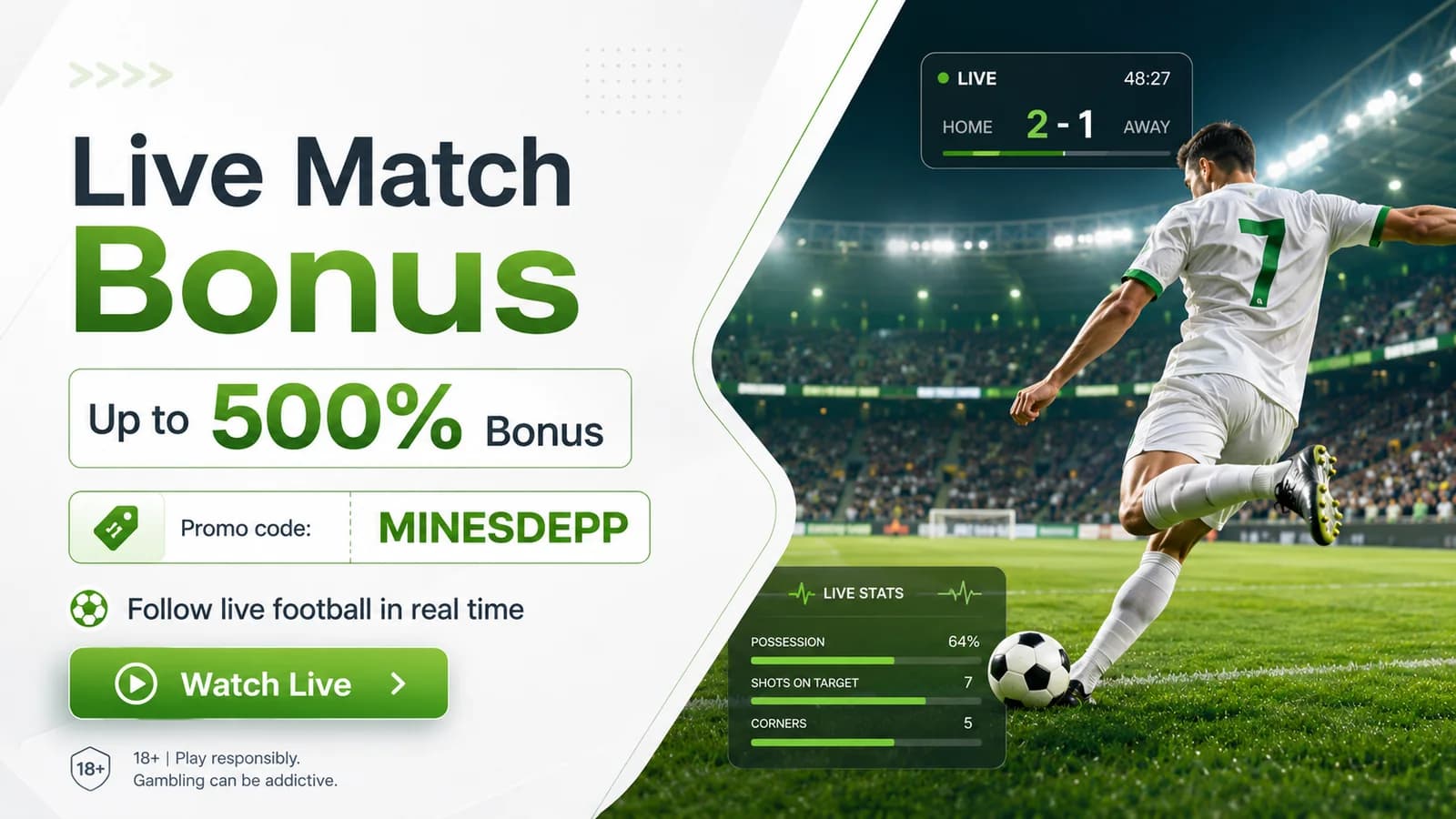 Clickable live section banner: partner offer and current 1win promo code