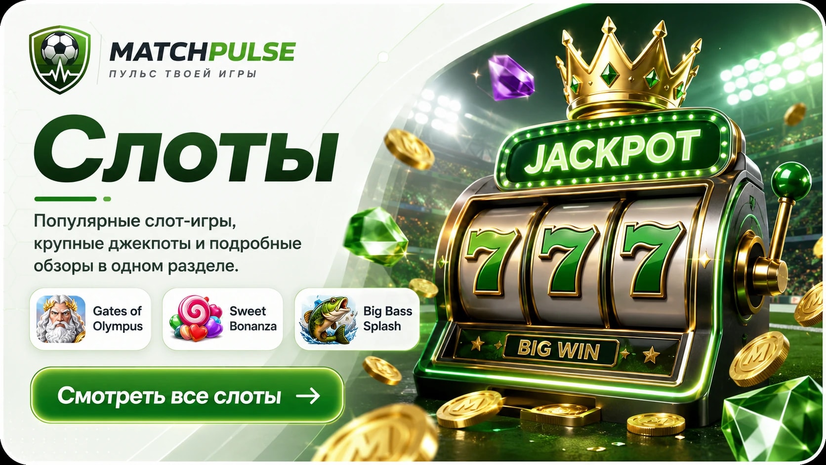 Слоты MatchPulse: Gates of Olympus, Sweet Bonanza, Big Bass Splash и каталог обзоров