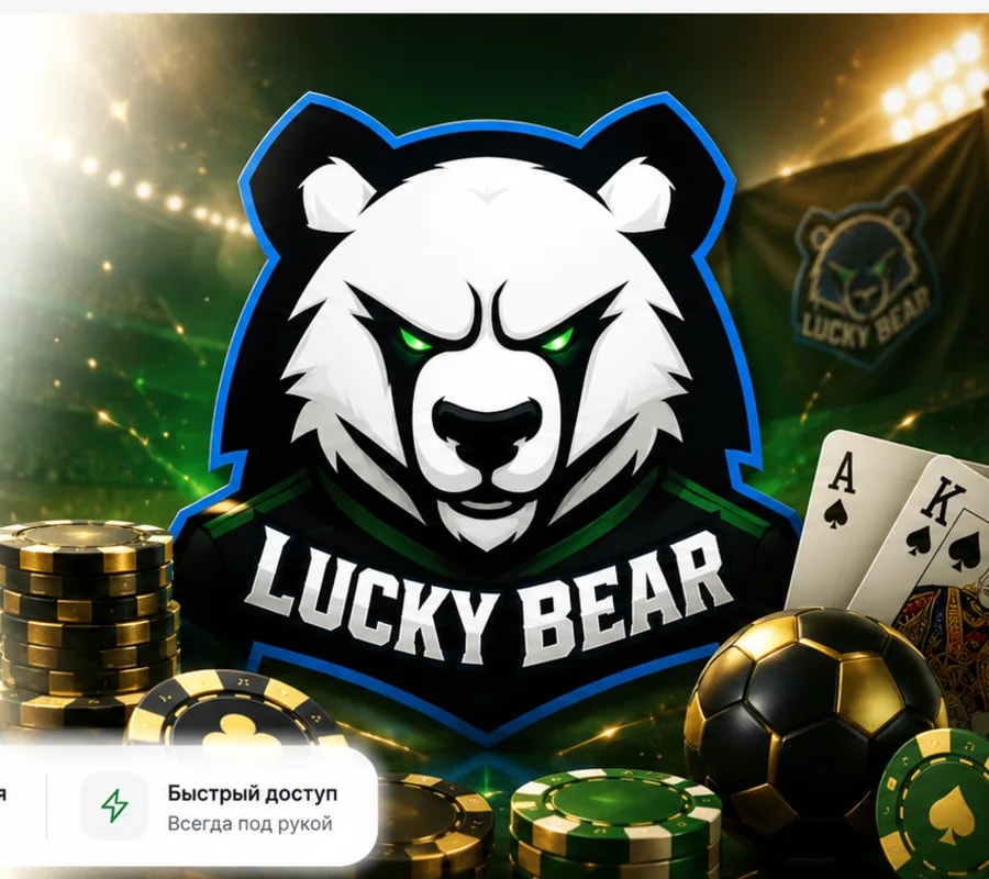Логотип медведя Lucky Bear для мобильной страницы